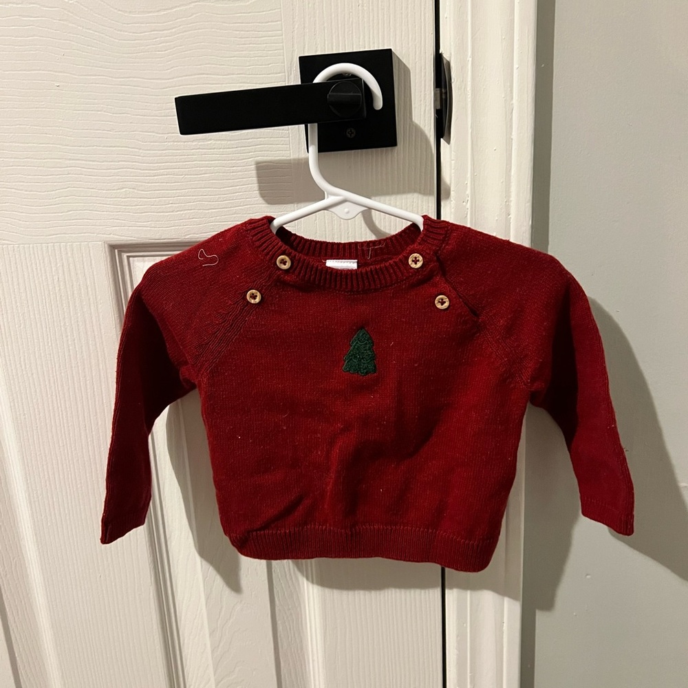 Carter's Red Sweater with Green Tree Accent